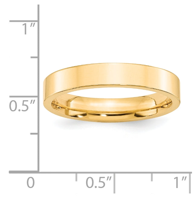 14k Yellow Gold 4mm Standard Weight Flat Comfort Fit Wedding Band Size 4.5
