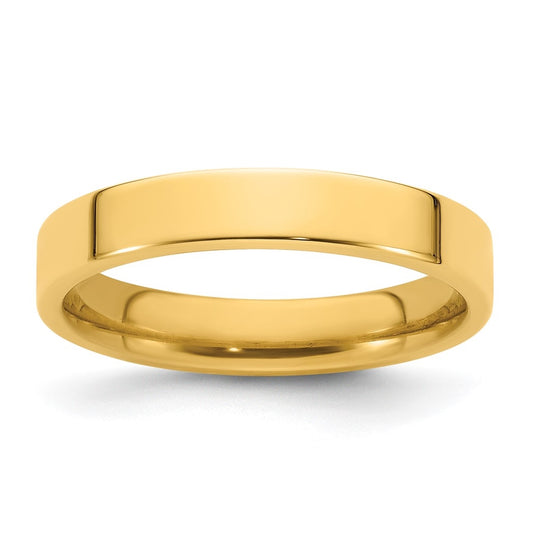 14k Yellow Gold 4mm Standard Weight Flat Comfort Fit Wedding Band Size 4.5
