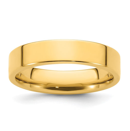 14k Yellow Gold 5mm Standard Weight Flat Comfort Fit Wedding Band Size 4.5