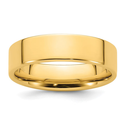 14k Yellow Gold 6mm Standard Weight Flat Comfort Fit Wedding Band Size 5.5