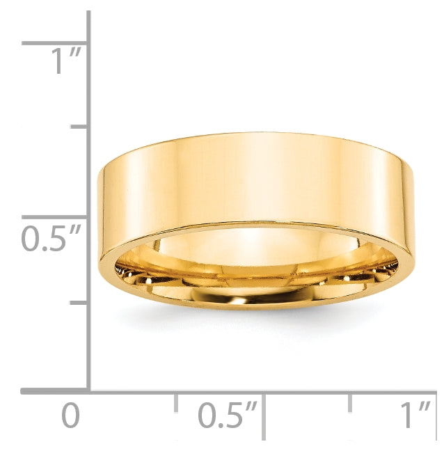 14k Yellow Gold 7mm Standard Weight Flat Comfort Fit Wedding Band Size 5