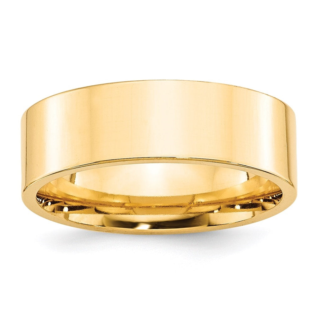 14k Yellow Gold 7mm Standard Weight Flat Comfort Fit Wedding Band Size 5
