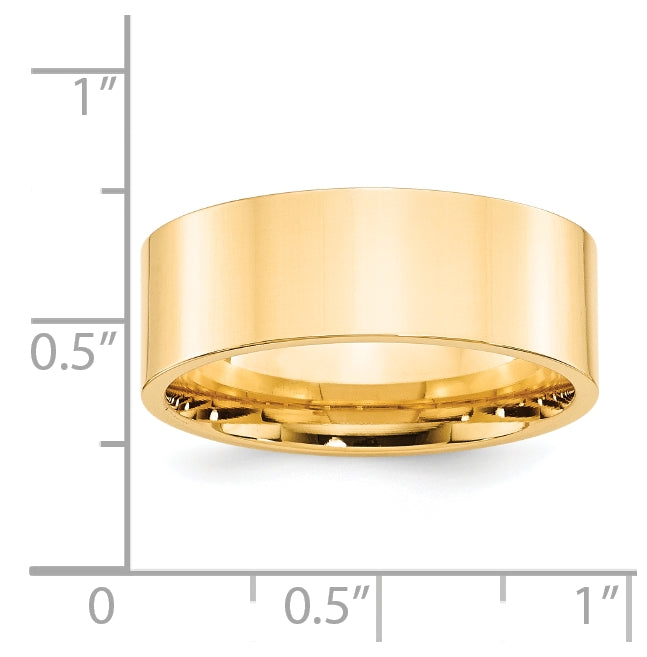 14k Yellow Gold 8mm Standard Weight Flat Comfort Fit Wedding Band Size 5.5