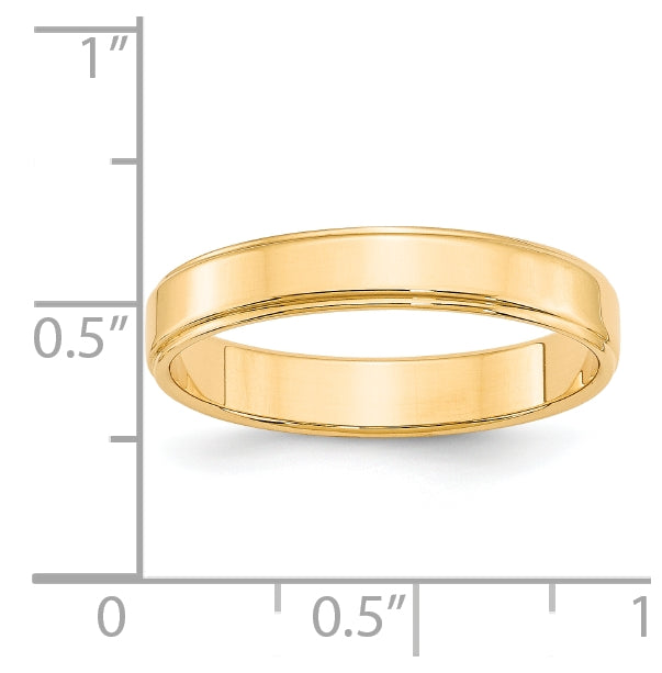 14k Yellow Gold 4mm Flat with Step Edge Wedding Band Size 5