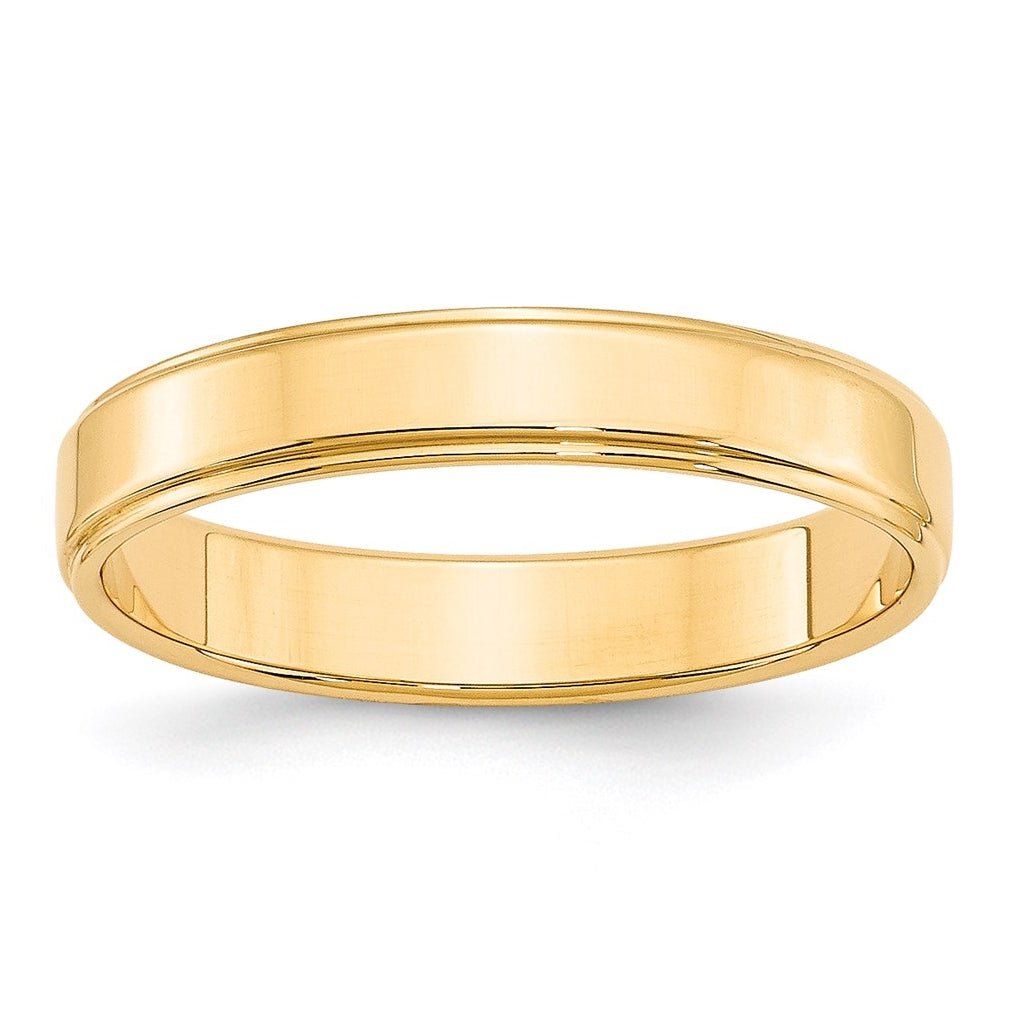 14k Yellow Or White Gold Flat with Step Edge Wedding Band
