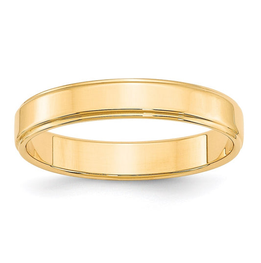 14k Yellow Or White Gold Flat with Step Edge Wedding Band