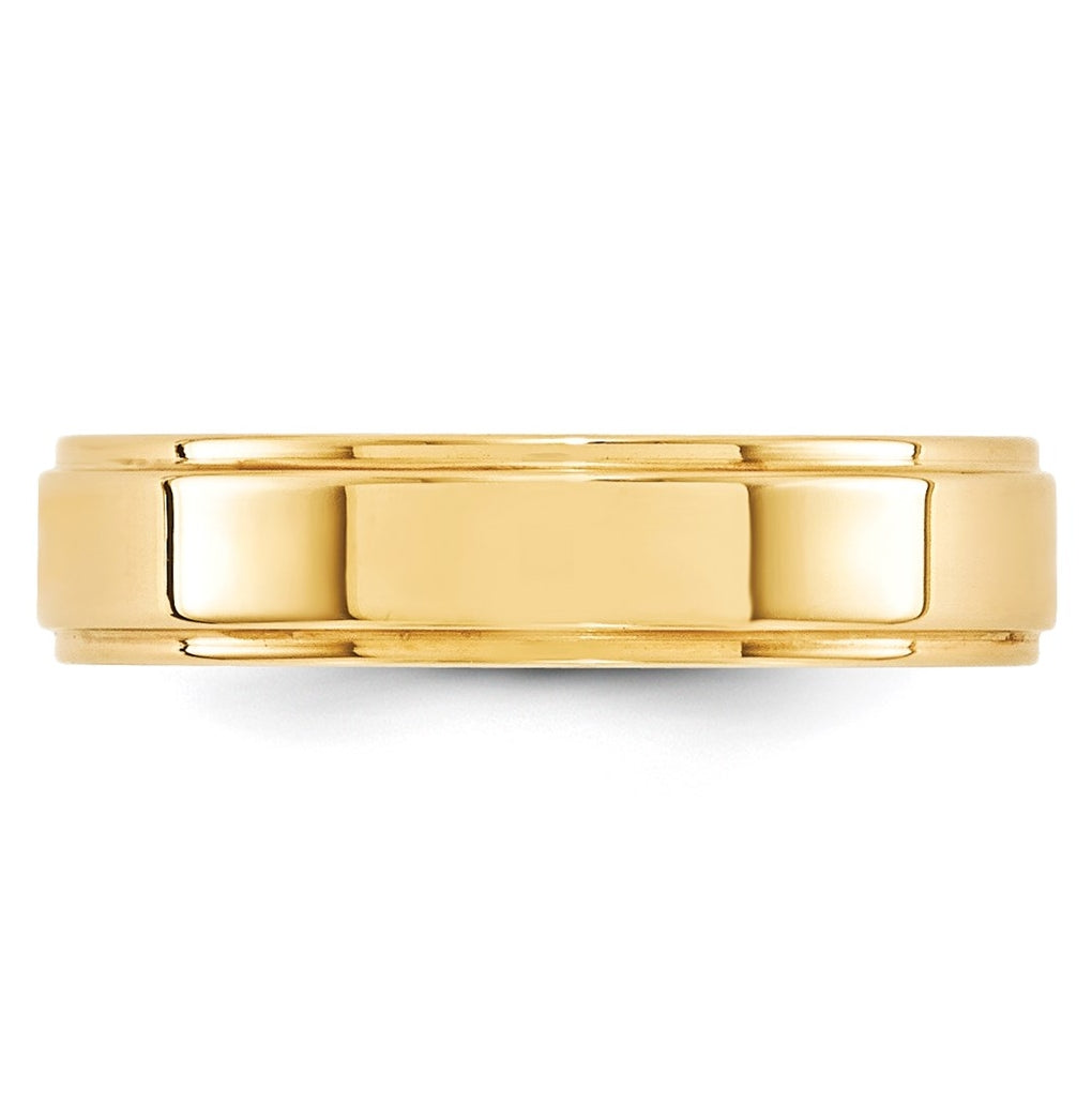 14k Yellow Or White Gold Flat with Step Edge Wedding Band