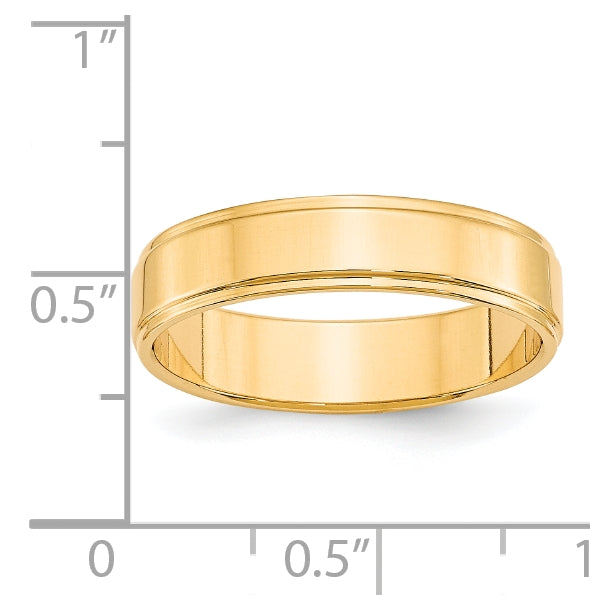 14k Yellow Or White Gold Flat with Step Edge Wedding Band