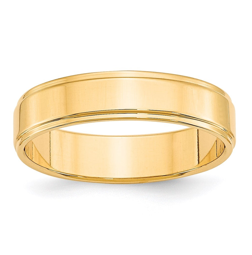 14k Yellow Or White Gold Flat with Step Edge Wedding Band
