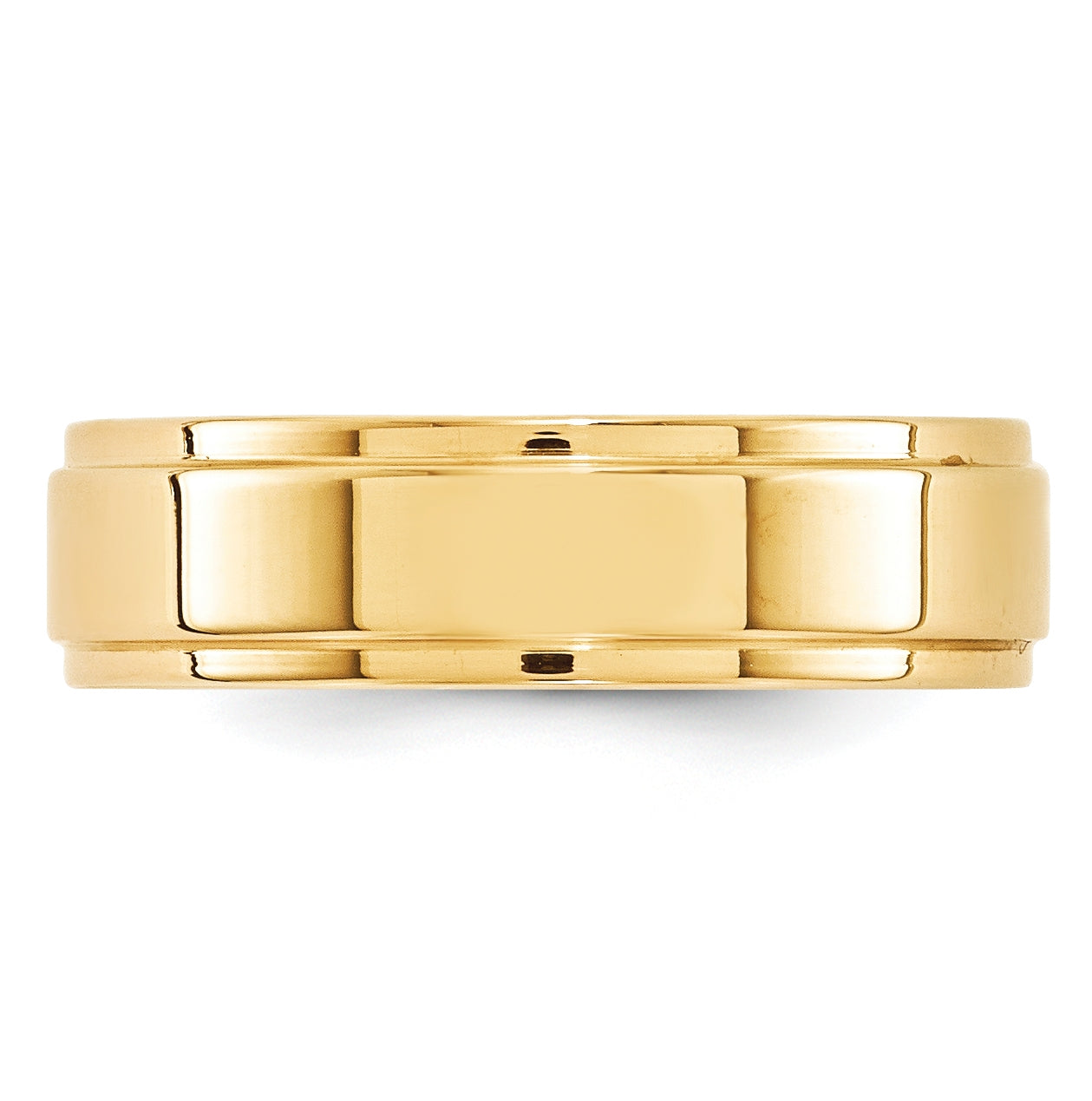 14k Yellow Or White Gold Flat with Step Edge Wedding Band