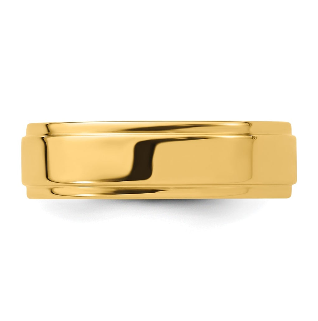 14k Yellow Or White Gold Flat with Step Edge Wedding Band