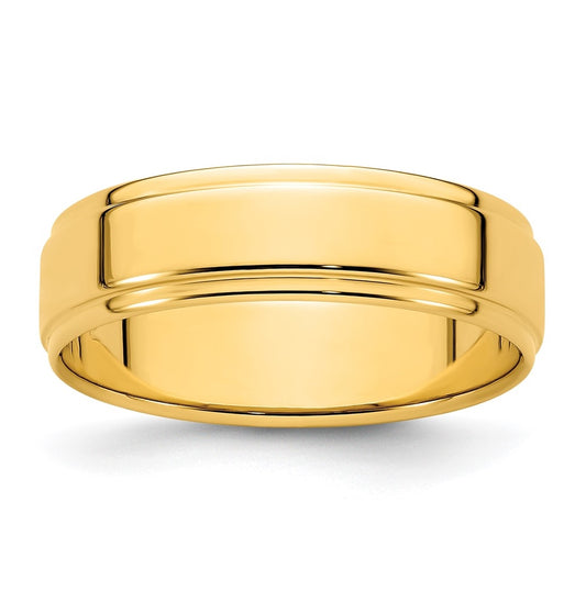14k Yellow Gold 6mm Flat with Step Edge Wedding Band Size 4.5