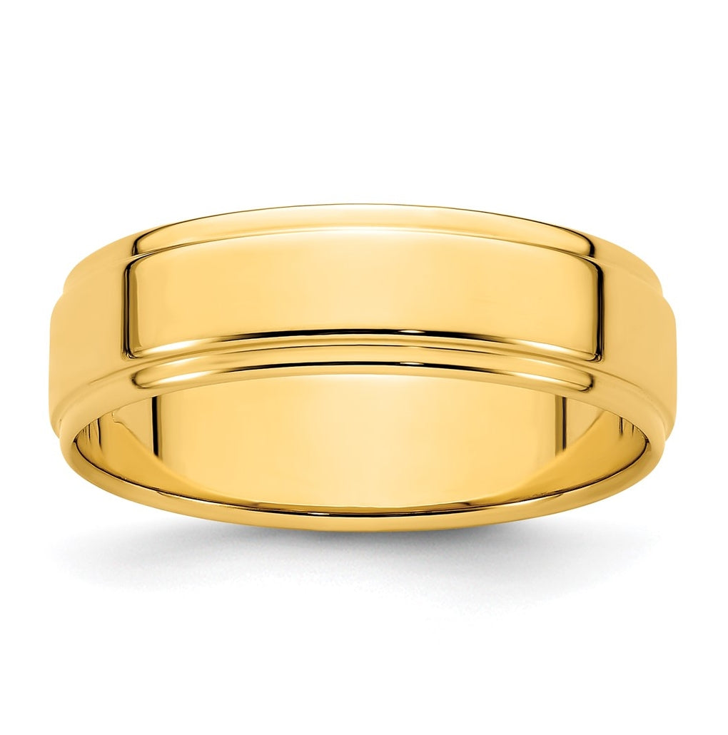 14k Yellow Or White Gold Flat with Step Edge Wedding Band