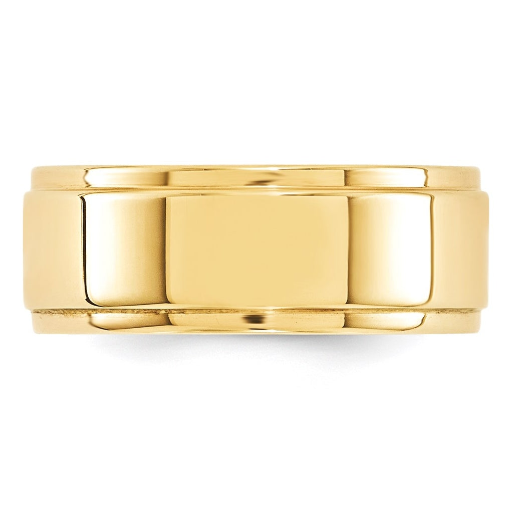 14k Yellow Or White Gold Flat with Step Edge Wedding Band