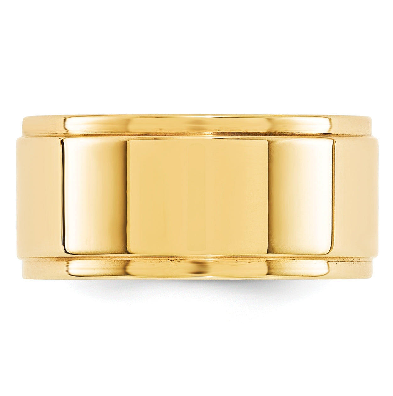 14k Yellow Gold 10mm Flat with Step Edge Wedding Band Size 4.5