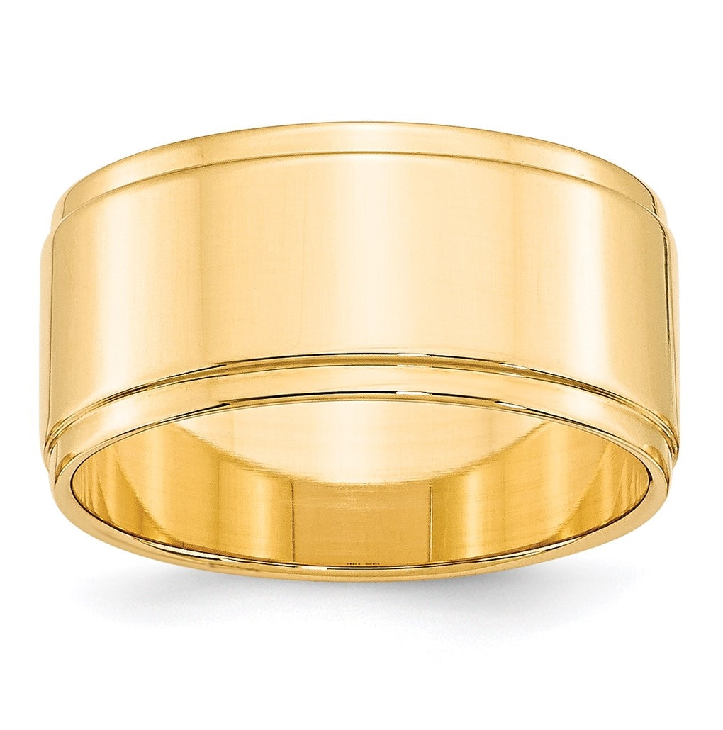 14k Yellow Gold 10mm Flat with Step Edge Wedding Band Size 4.5