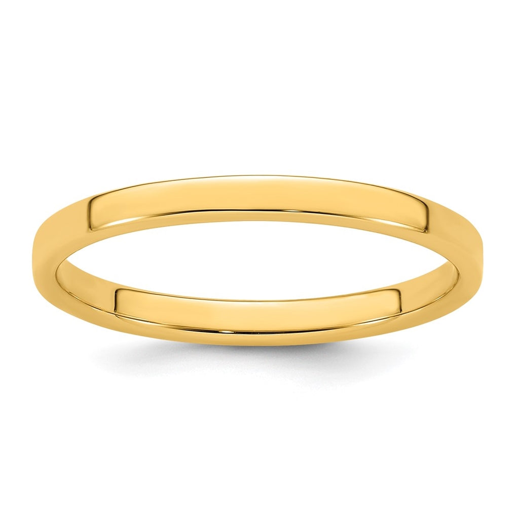 14k Yellow Gold 2mm Lightweight Flat Wedding Band Size 5.5