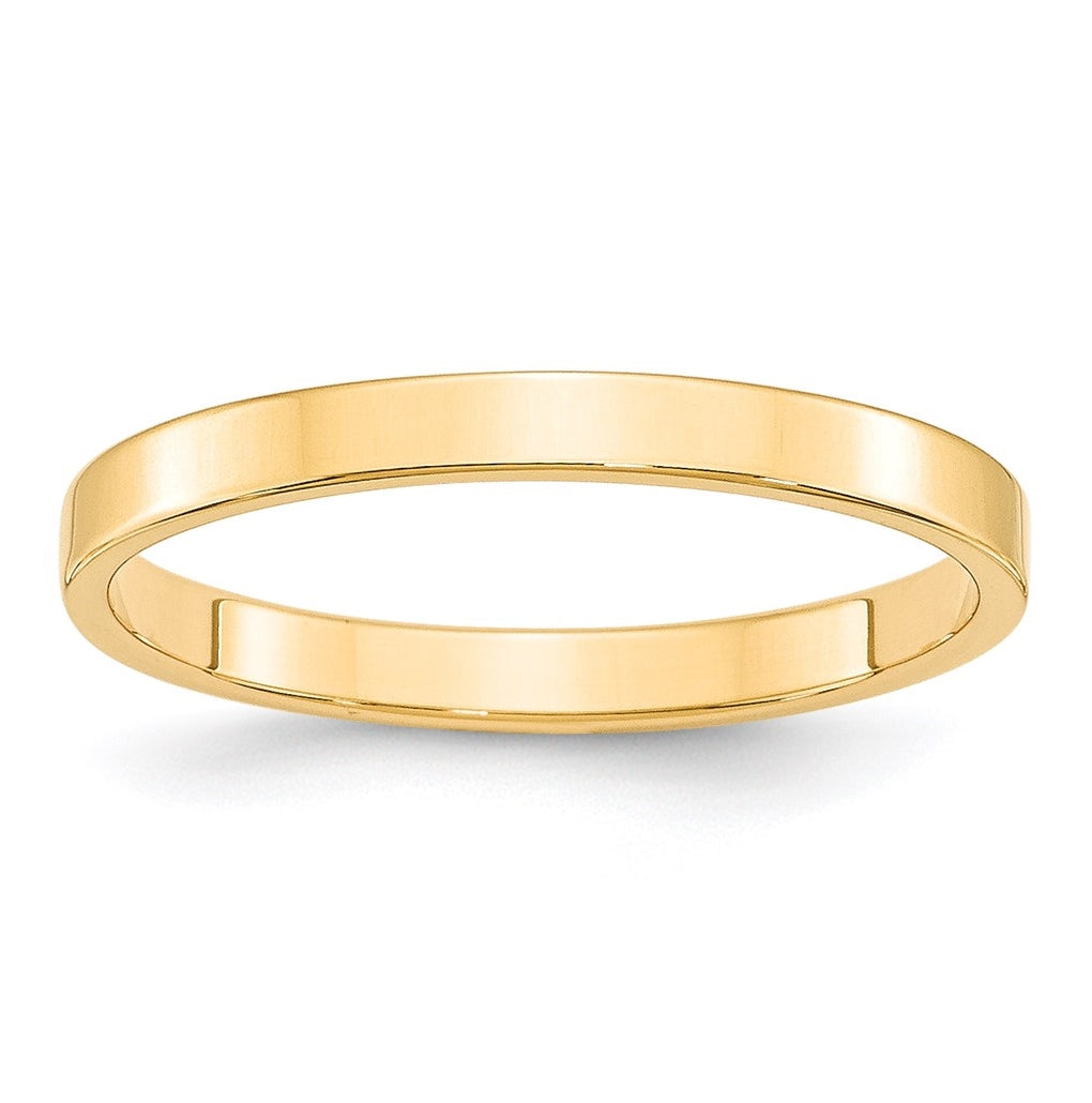 14k Yellow Gold 2.5mm Lightweight Flat Wedding Band Size 4.5
