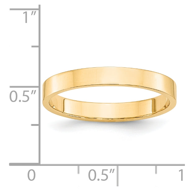 14k Yellow Gold 3mm Lightweight Flat Wedding Band Size 5.5