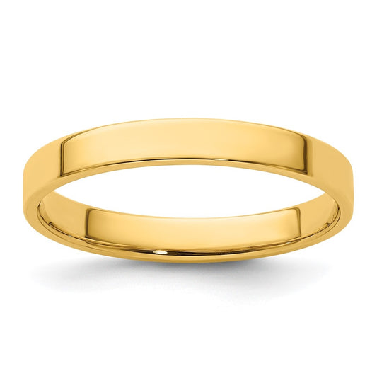 14k Yellow Gold 3mm Lightweight Flat Wedding Band Size 5