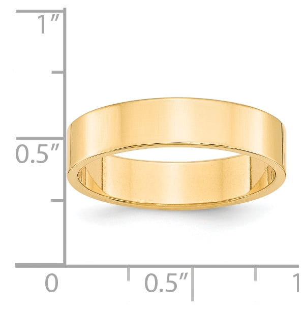 14k Yellow Gold 5mm Lightweight Flat Wedding Band Size 5