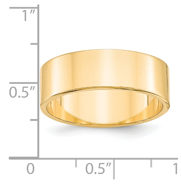 14k Yellow Gold 7mm Lightweight Flat Wedding Band Size 5.5