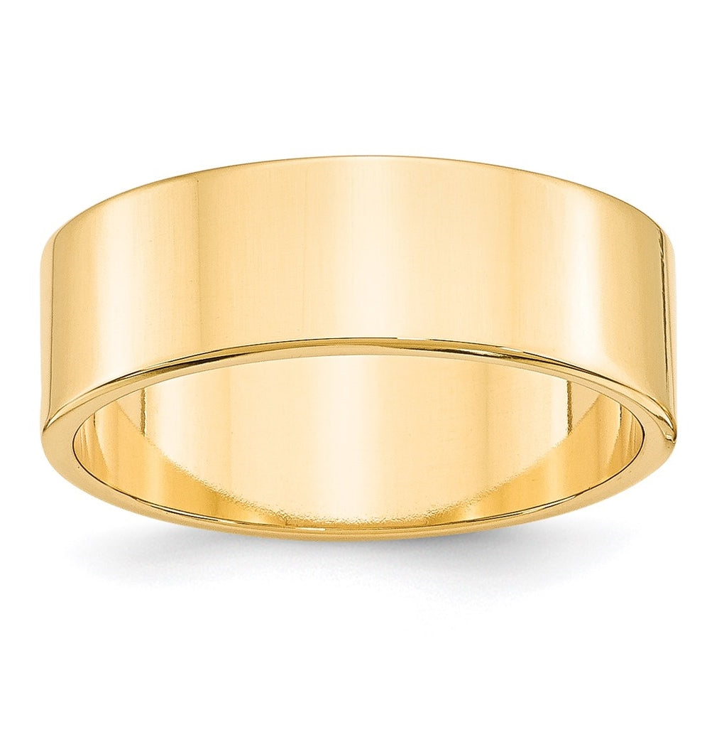 14k Yellow Gold 7mm Lightweight Flat Wedding Band Size 5