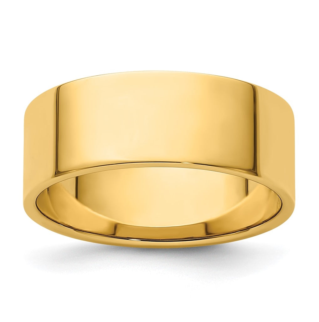 14k Yellow Gold 8mm Lightweight Flat Wedding Band Size 4