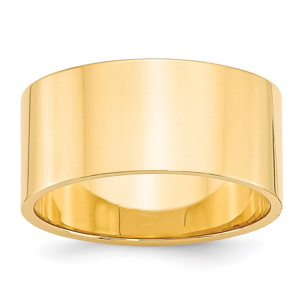 14k Yellow Gold 10mm Lightweight Flat Wedding Band Size 5.5