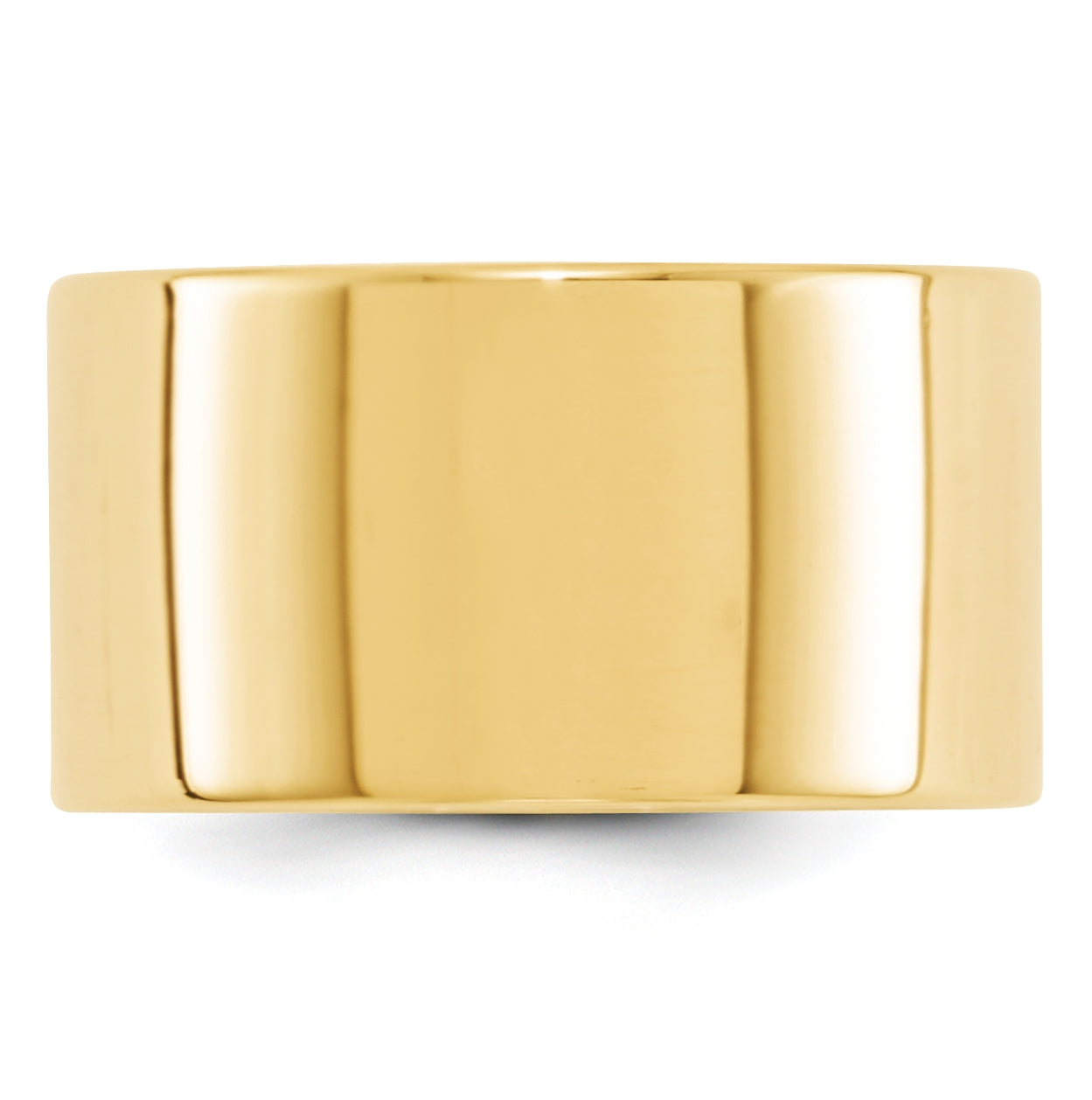 14k Yellow Gold 12mm Lightweight Flat Wedding Band Size 4