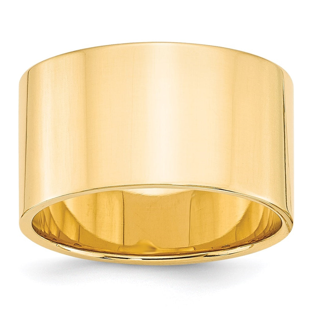 14k Yellow Gold 12mm Lightweight Flat Wedding Band Size 4
