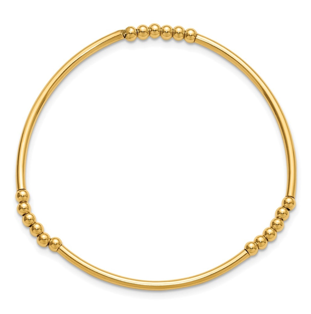 1/20 14K Gold Filled 3.0mm Beaded Tube 6.75in Stretch Bracelet