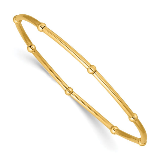 1/20 14K Gold Filled 3.0mm Beaded Tube 6.75in Stretch Bracelet