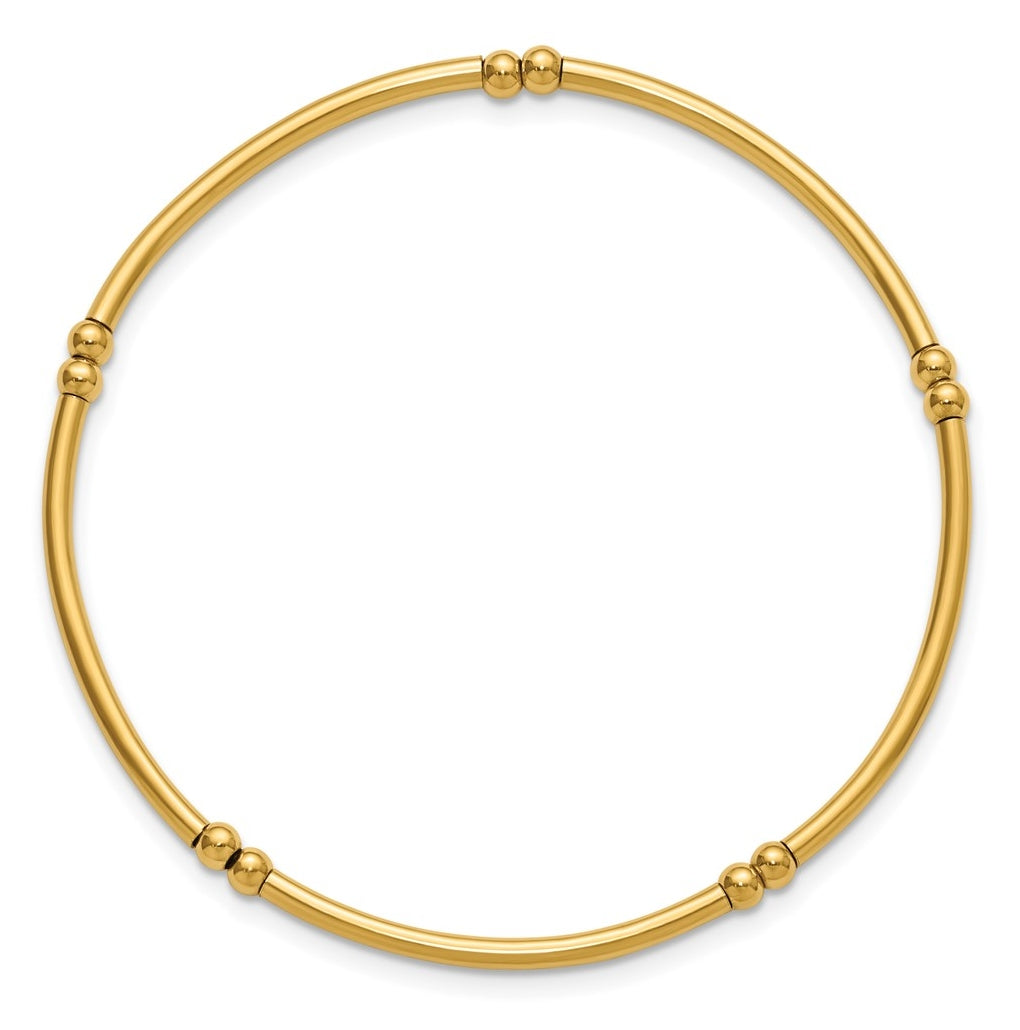 1/20 14K Gold Filled 3.0mm Beaded Tube 6.75in Stretch Bracelet