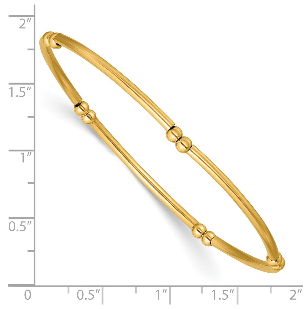 1/20 14K Gold Filled 3.0mm Beaded Tube 6.75in Stretch Bracelet