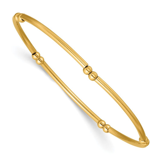1/20 14K Gold Filled 3.0mm Beaded Tube 6.75in Stretch Bracelet