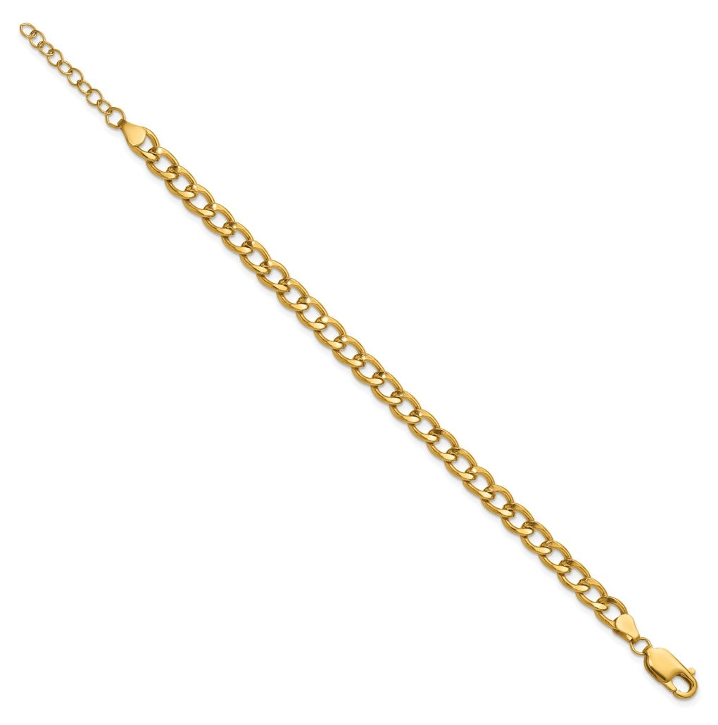 1/20 14K Gold Filled 5.40mm Flat Curb 6.5in with 1in ext. Bracelet