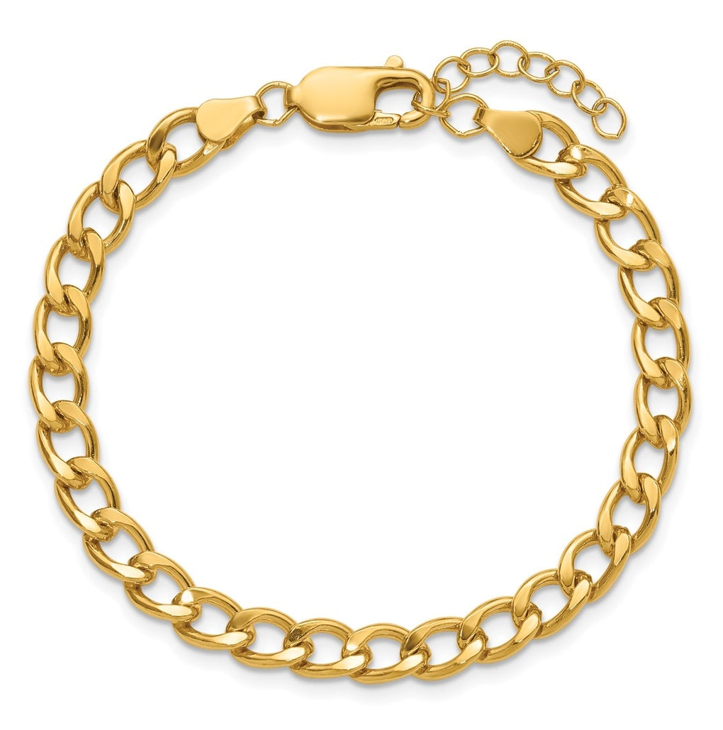 1/20 14K Gold Filled 5.40mm Flat Curb 6.5in with 1in ext. Bracelet