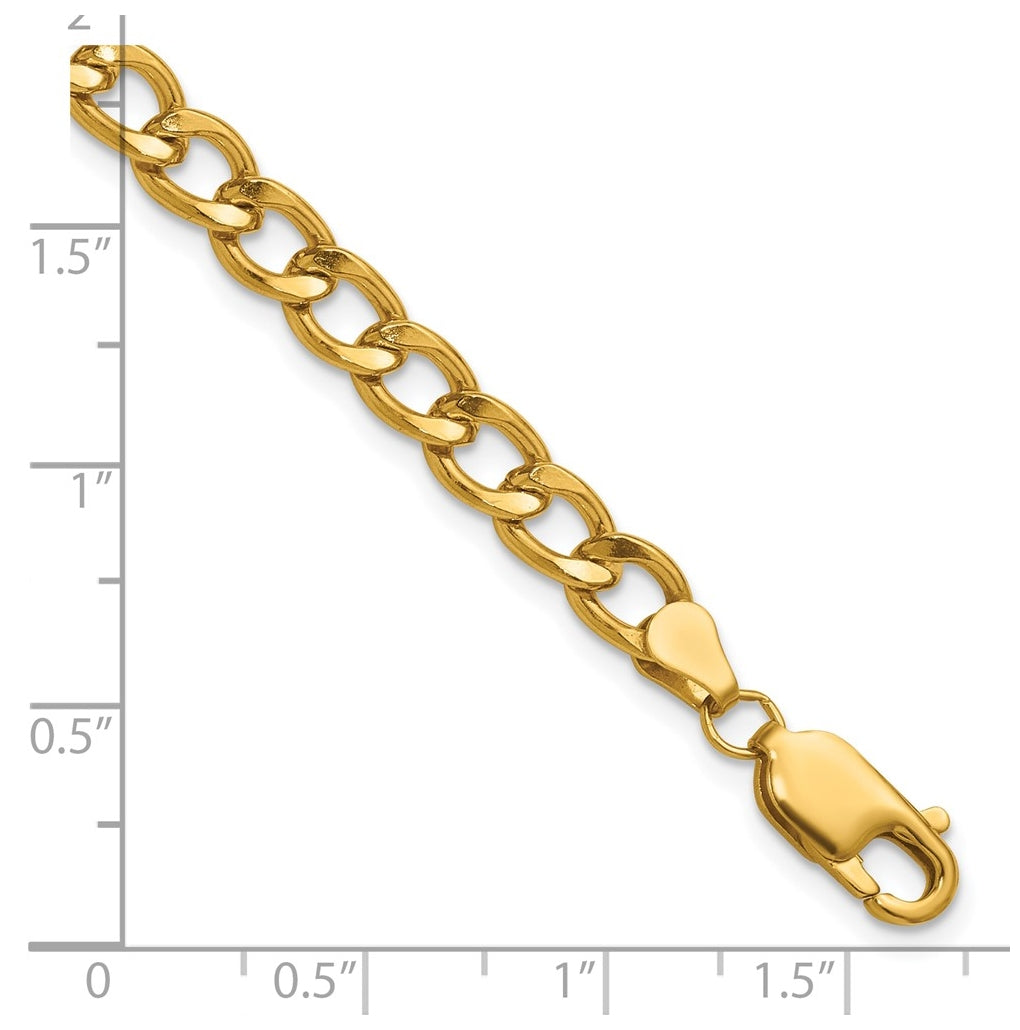 1/20 14K Gold Filled 5.40mm Flat Curb 6.5in with 1in ext. Bracelet
