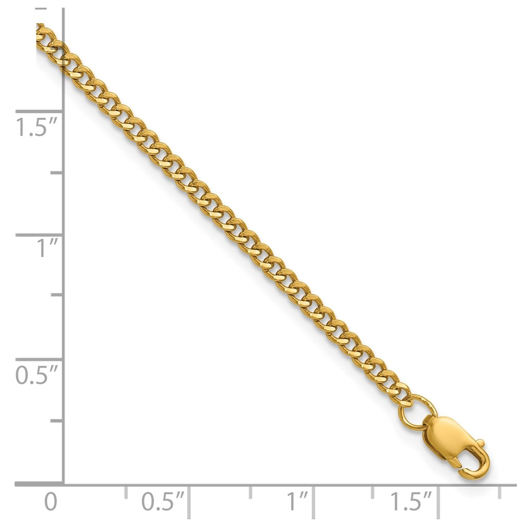 1/20 14K Gold Filled 2.30mm Curb 6.5in with 1in ext. Bracelet