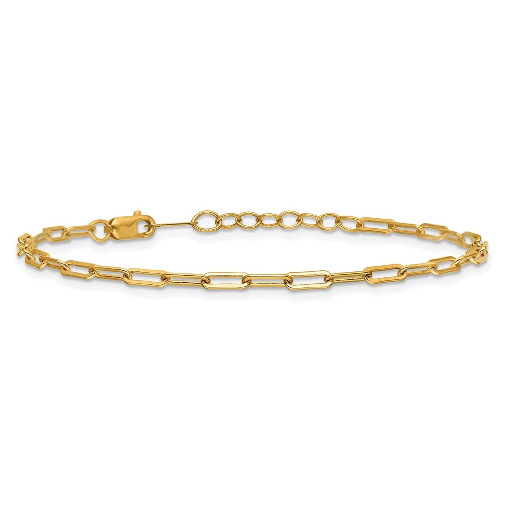 1/20 14K Gold Filled 2.50mm Flat Paperclip Link 6.5in w/1in ext. Bracelet
