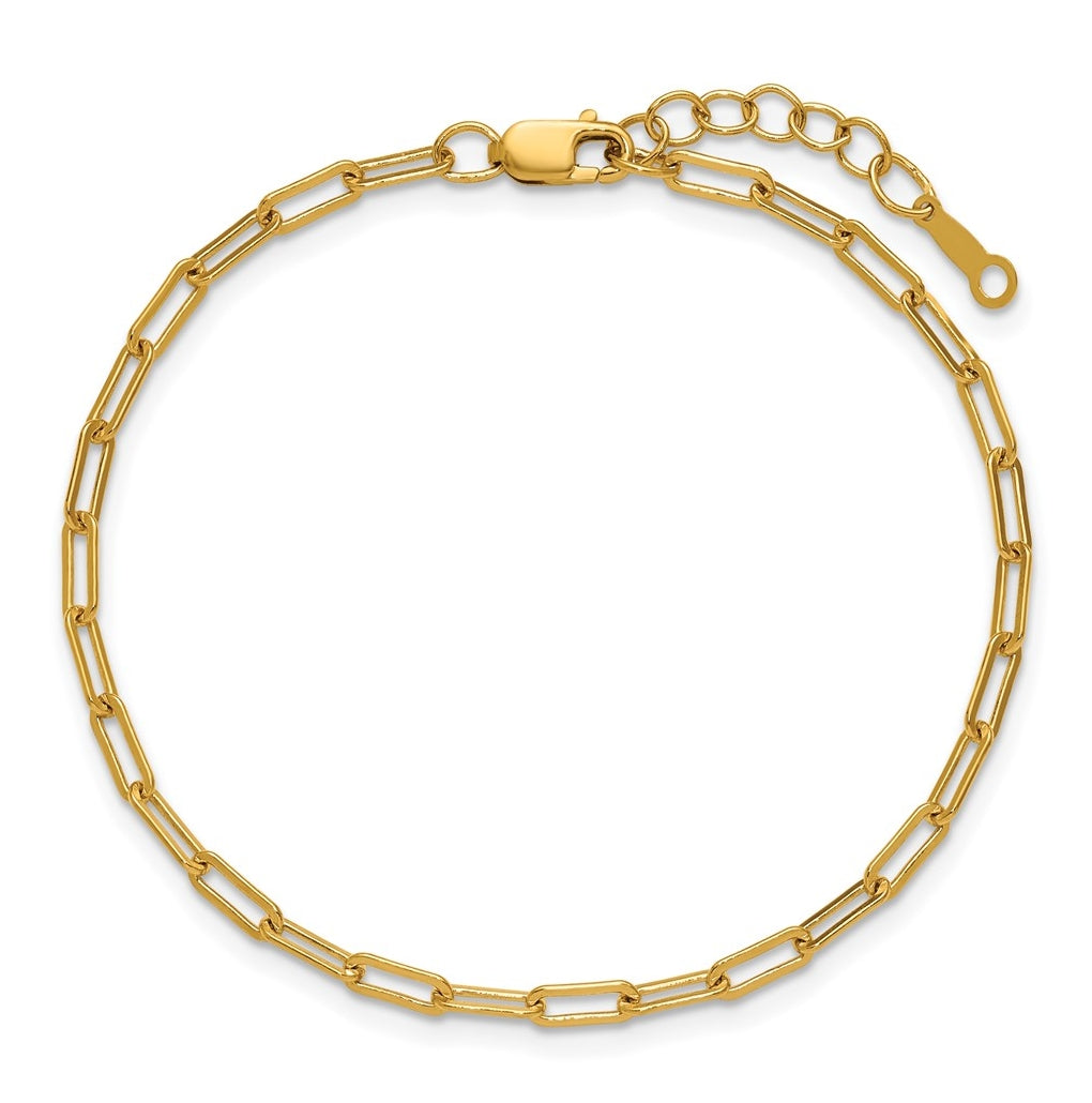 1/20 14K Gold Filled 2.50mm Flat Paperclip Link 6.5in w/1in ext. Bracelet