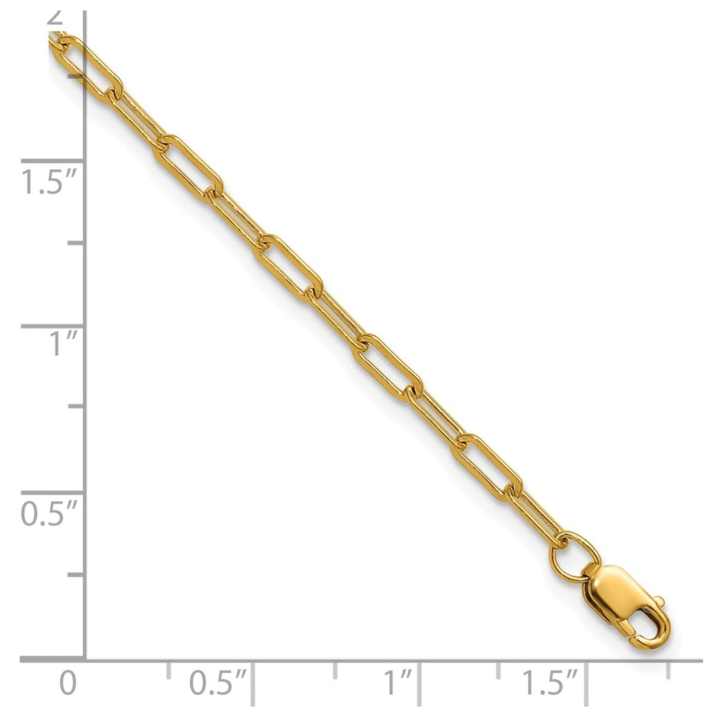 1/20 14K Gold Filled 2.50mm Flat Paperclip Link 6.5in w/1in ext. Bracelet