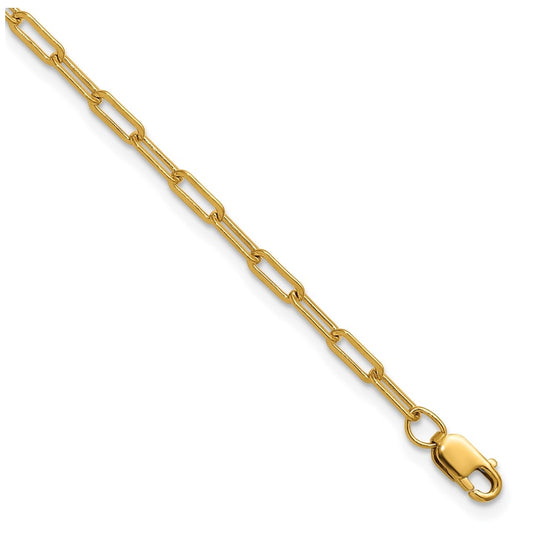 1/20 14K Gold Filled 2.50mm Flat Paperclip Link 6.5in w/1in ext. Bracelet