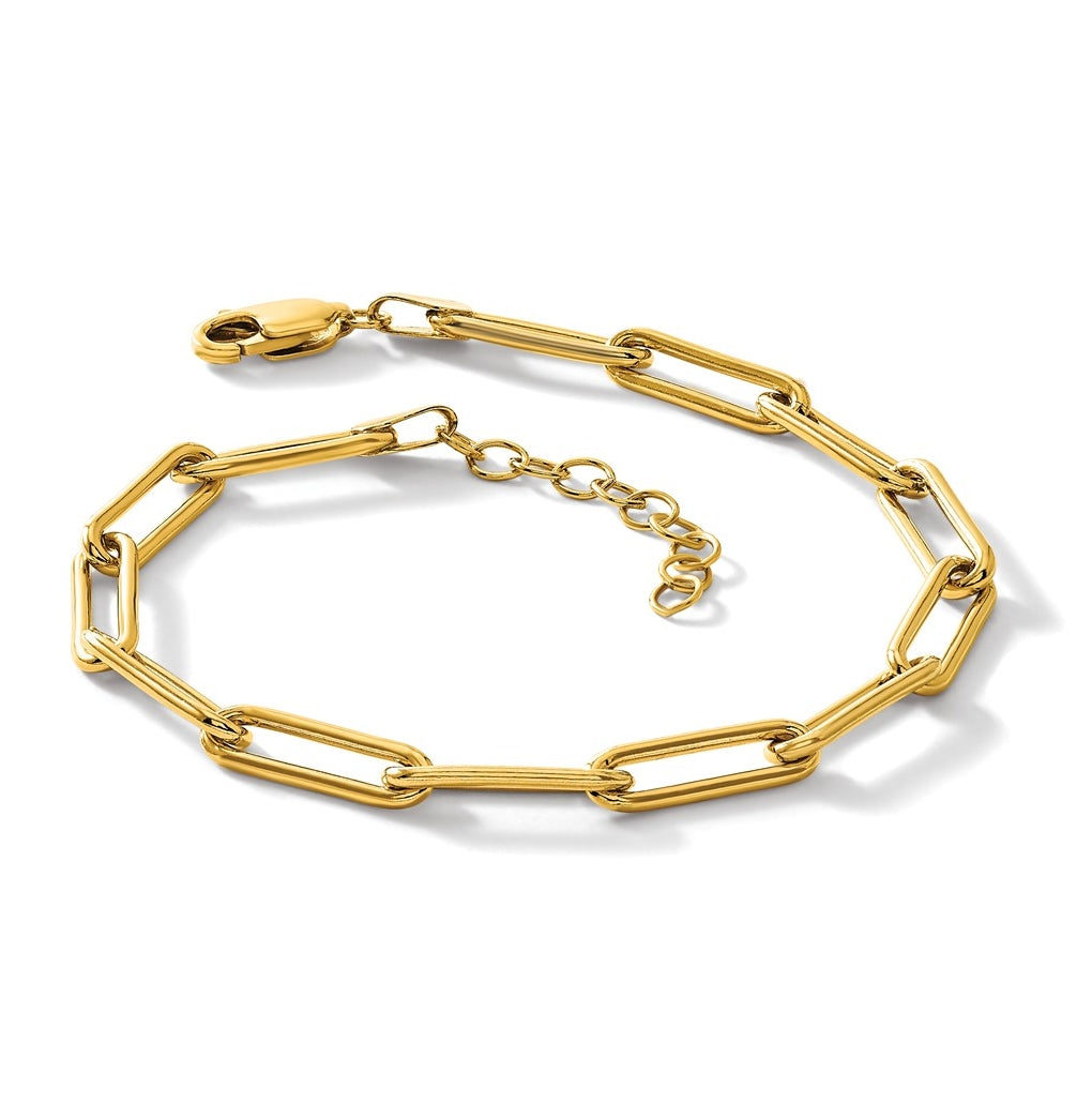 1/20 14K Gold Filled 4.10mm Paperclip Link 6.5in with 1in ext. Bracelet