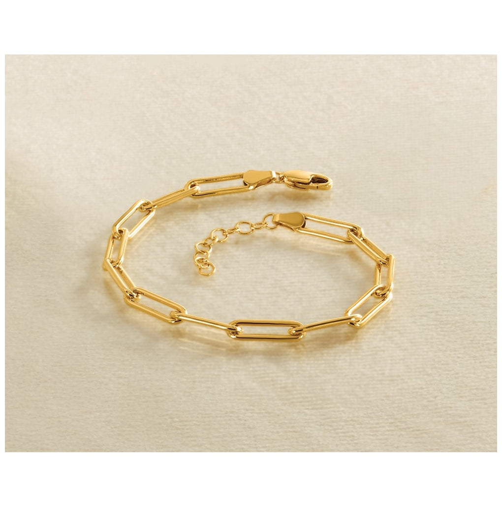 1/20 14K Gold Filled 4.10mm Paperclip Link 6.5in with 1in ext. Bracelet