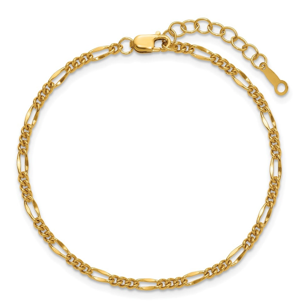 1/20 14K Gold Filled 2.20mm Figaro 6.5in with 1in ext. Bracelet