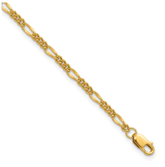 1/20 14K Gold Filled 2.20mm Figaro 6.5in with 1in ext. Bracelet
