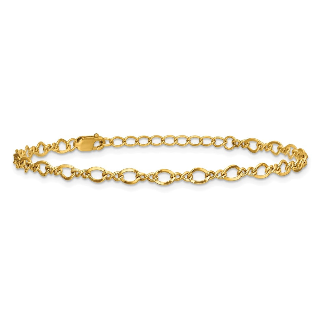 1/20 14K Gold Filled 3.50mm Fancy Figaro 6.5in with 1in ext. Bracelet