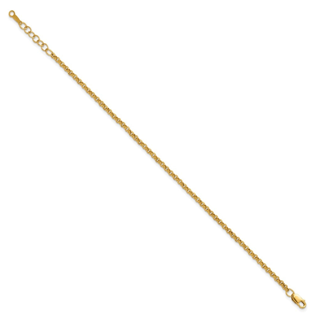 1/20 14K Gold Filled 2.50mm Rolo 6.5in with 1in ext. Bracelet